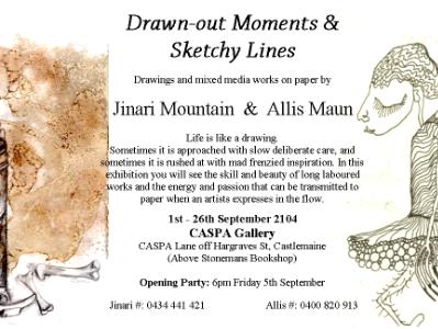 Drawn Out Moments adn Sketchy Lines with Alis Maun at CASPA gallery